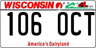 WI license plate 106OCT
