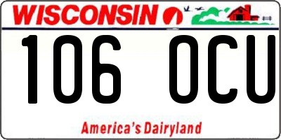 WI license plate 106OCU