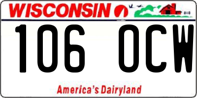 WI license plate 106OCW