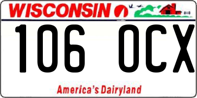 WI license plate 106OCX