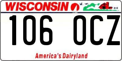 WI license plate 106OCZ