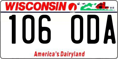 WI license plate 106ODA