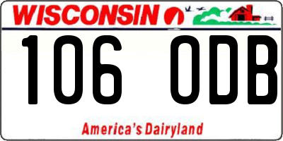 WI license plate 106ODB