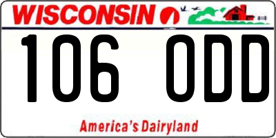 WI license plate 106ODD