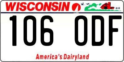 WI license plate 106ODF
