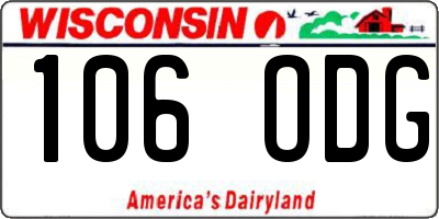 WI license plate 106ODG