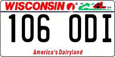 WI license plate 106ODI