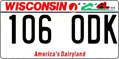 WI license plate 106ODK