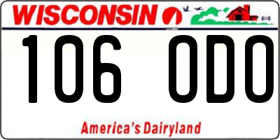 WI license plate 106ODO