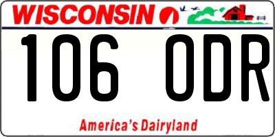 WI license plate 106ODR