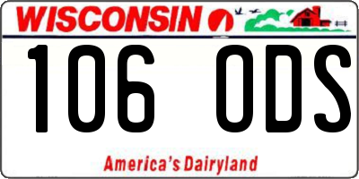 WI license plate 106ODS