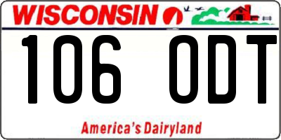 WI license plate 106ODT