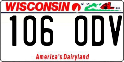 WI license plate 106ODV