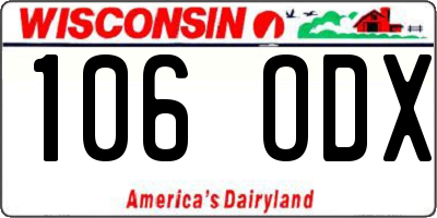 WI license plate 106ODX