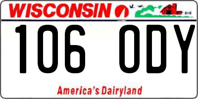 WI license plate 106ODY