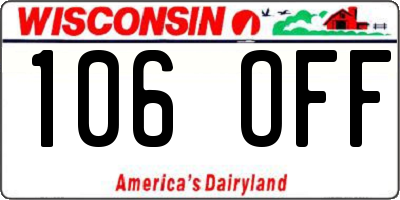 WI license plate 106OFF