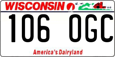 WI license plate 106OGC