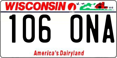 WI license plate 106ONA