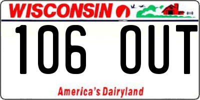 WI license plate 106OUT