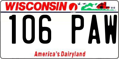 WI license plate 106PAW