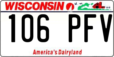 WI license plate 106PFV