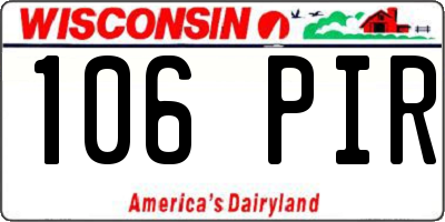 WI license plate 106PIR