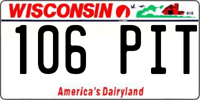 WI license plate 106PIT