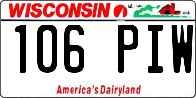 WI license plate 106PIW