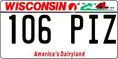 WI license plate 106PIZ