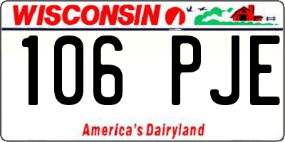 WI license plate 106PJE