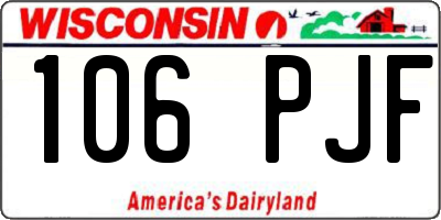 WI license plate 106PJF