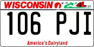WI license plate 106PJI