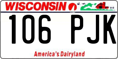 WI license plate 106PJK