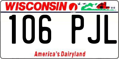 WI license plate 106PJL