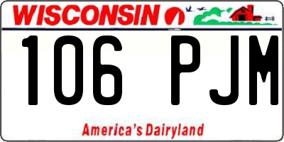 WI license plate 106PJM