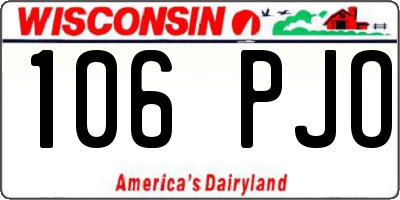 WI license plate 106PJO