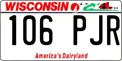WI license plate 106PJR
