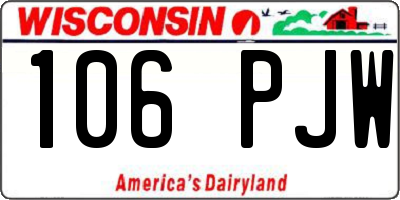 WI license plate 106PJW