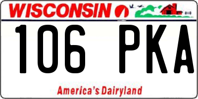 WI license plate 106PKA