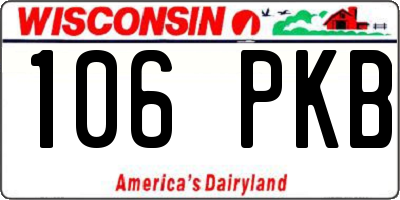 WI license plate 106PKB