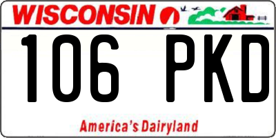 WI license plate 106PKD
