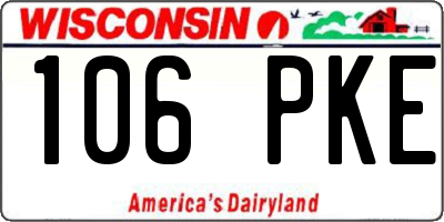 WI license plate 106PKE