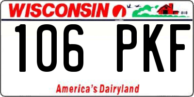 WI license plate 106PKF