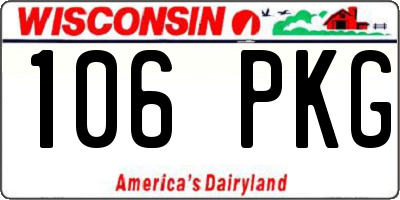 WI license plate 106PKG