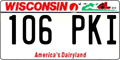 WI license plate 106PKI