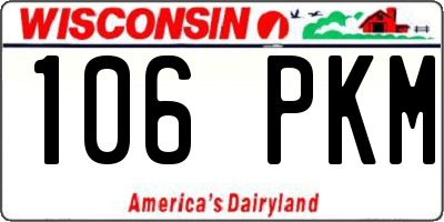 WI license plate 106PKM