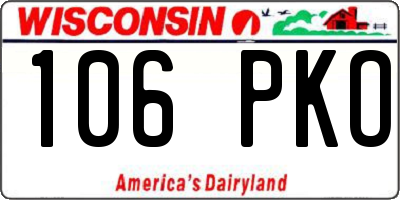 WI license plate 106PKO