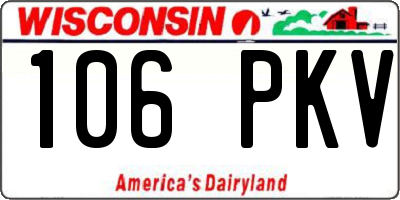 WI license plate 106PKV