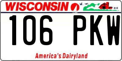 WI license plate 106PKW