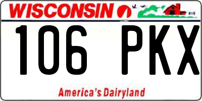 WI license plate 106PKX